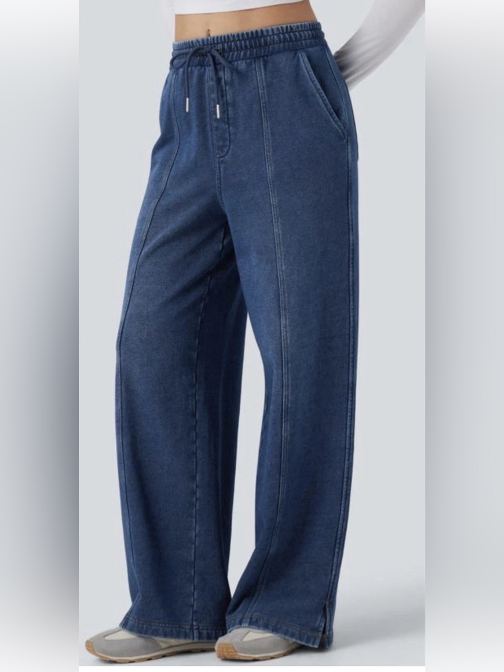 Halara Flex™ High Waisted Drawstring Split Straight Leg Casual French Terry XL